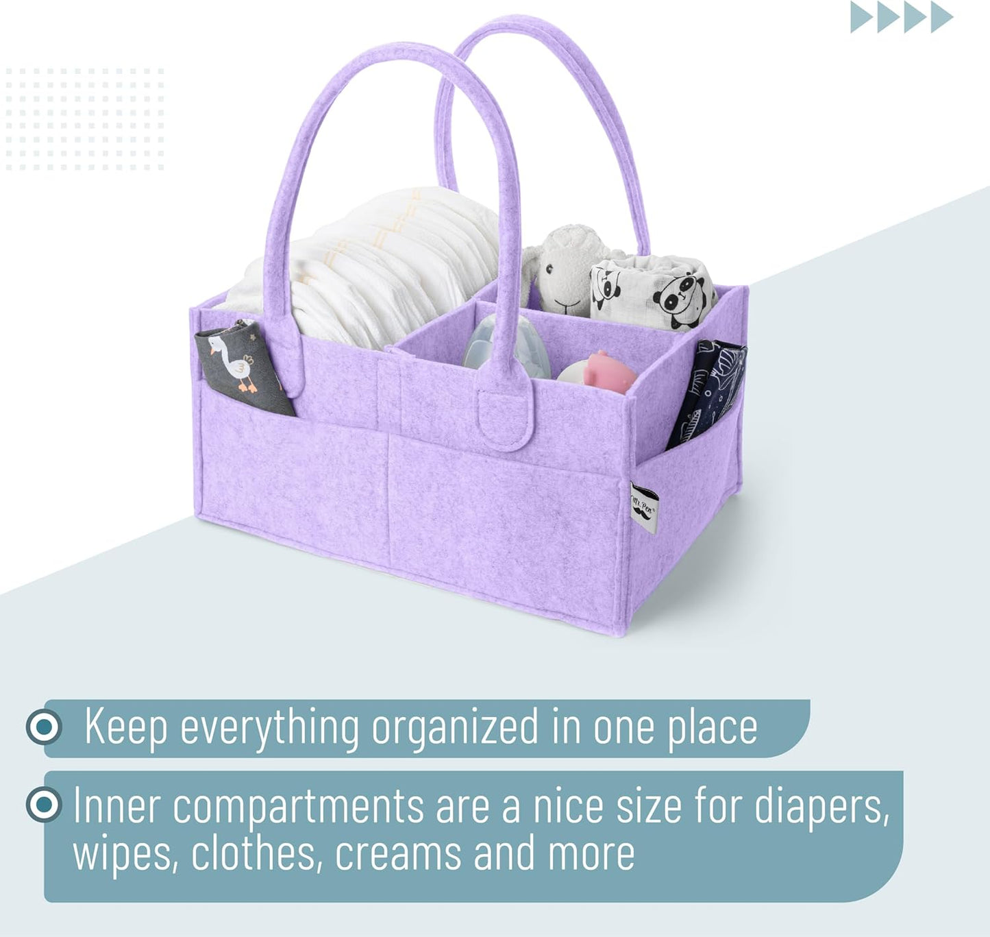 Mr. Pen- Baby Diaper Caddy Organizer, lavender dream, Baby Caddy Organizer with Handle, Compact Size, Collapsible & Portable