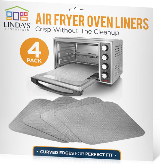 Toaster Oven Liners for Bottom of Oven (4 Pack) Reusable Non-Stick Heat Resistant Toaster Liners, Compatible with Ninja, Cuisinart, Emeril Lagasse & More, Toaster Mat, 12"x12" (Silver)