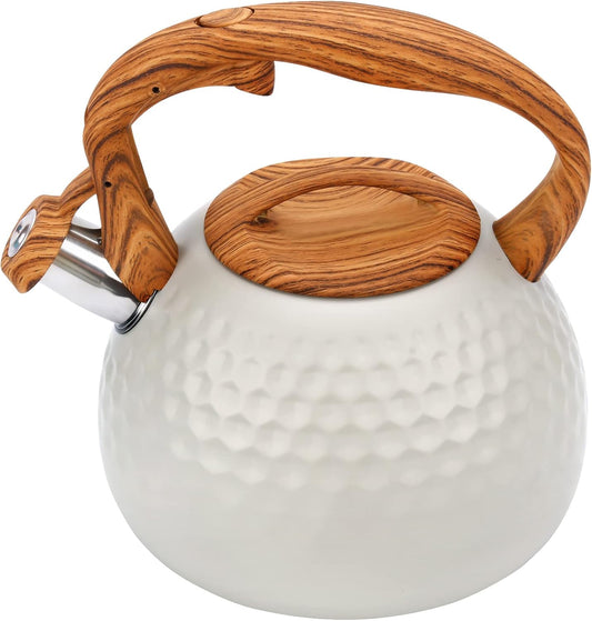 Tea pot, 3.2Qt Whistling Tea Kettle Stovetop, Convenient switch/heat-resistant handle, coffee, tea, milk teapots, Gas Electric Applicable (cream)