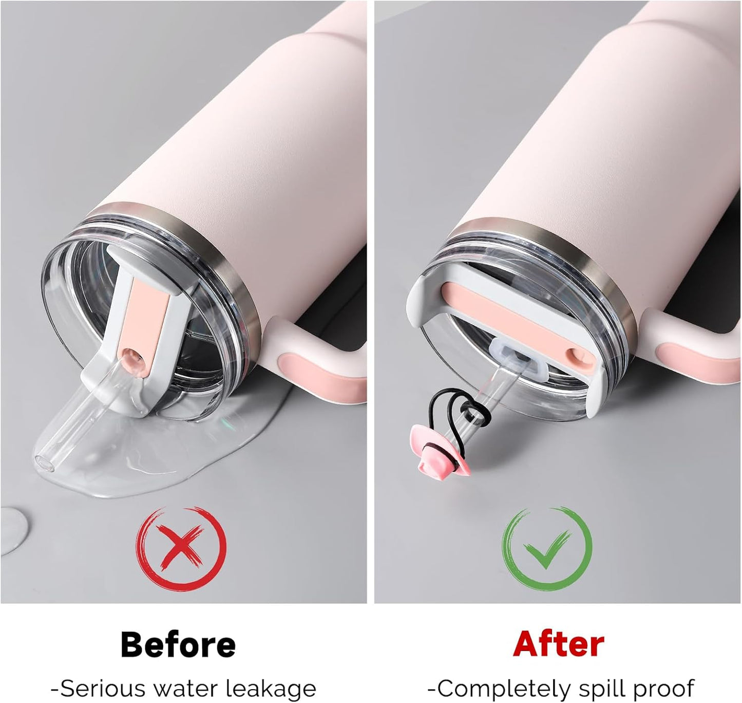 Spill Stopper Set Compatible with Stanley Cup 40oz 30oz, Cup Accessories Including Cowboy hat Straw Cover Cap and Leak Stopper set