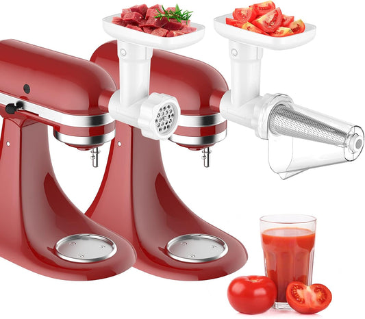 Fruit & Vegetable Strainer Attachment Set for KitchenAid Stand Mixer, Includes Food Grinder Attachment with Sausage Stuffer Tubes and Juicer Auger, Meat Grinder Attachment for KitchenAid by InnoMoon