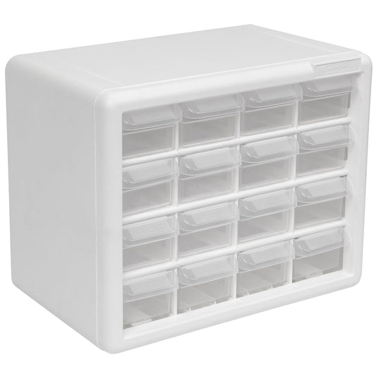 Akro-Mils 16-Drawer Plastic Drawer Storage Cabinet for Garage Organization, Beads, Makeup Organizer, Building Bricks Storage, Teacher Toolbox, 10-1/2" W x 6-1/2" D x 8-1/2" H, 10116 White