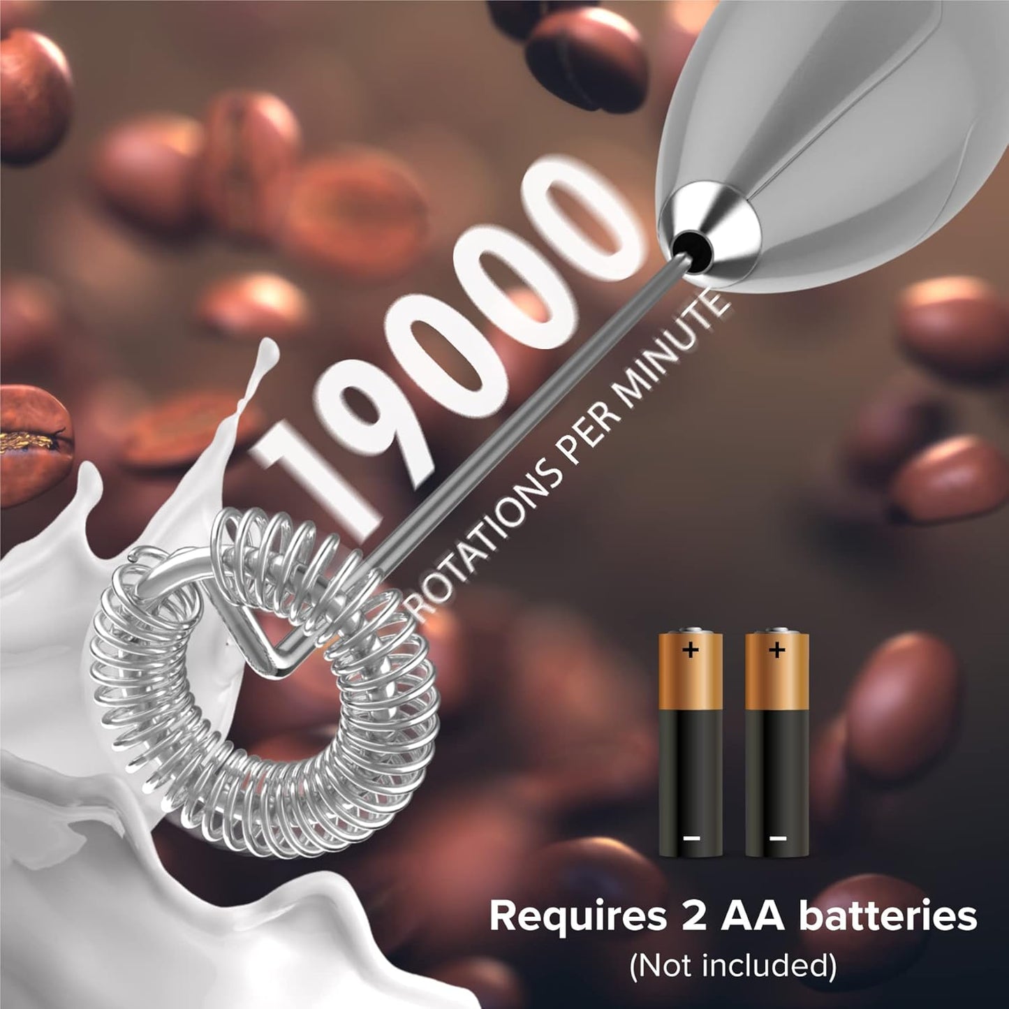 PowerLix Powerful Handheld Milk Frother With Stand Battery Operated Foam Maker Frother Wand For Coffee (A Black) (No Stand Silver)