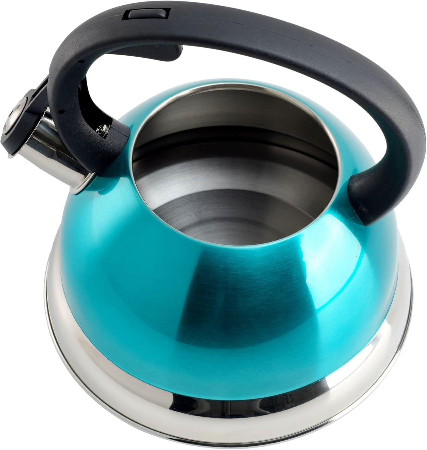 Mr. Coffee Flintshire Stainless Steel Whistling Tea Kettle W/Nylon Handle, 1.75-Quart, Metallic Teal Green