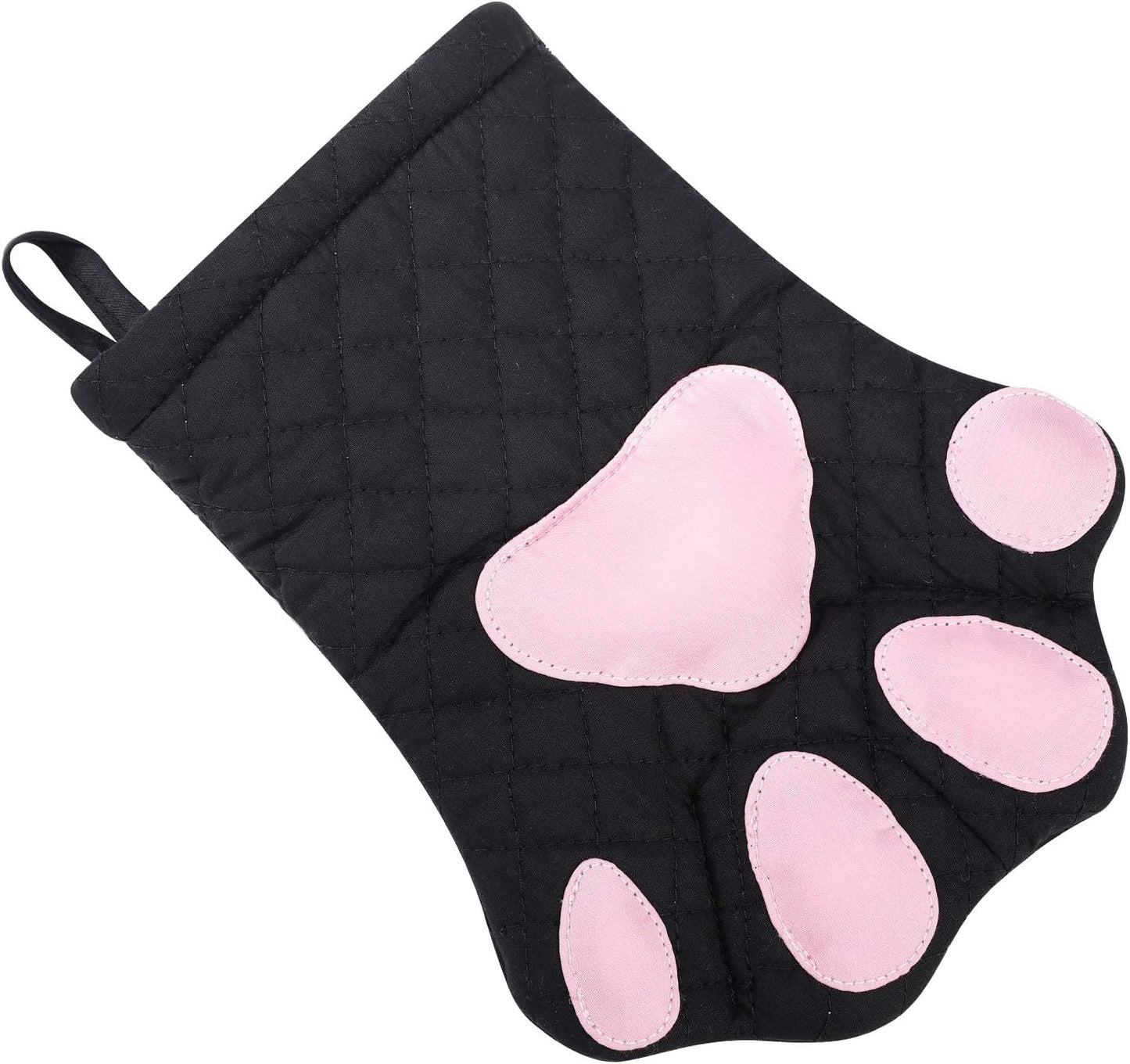 Oven Mitts,Cat Design Heat Resistant Cooking Glove Quilted Cotton Lining- Heat Resistant Pot Holder Gloves for Grilling & Baking Gloves BBQ Oven Gloves Kitchen Tools Gift Set BBQ,Microwave (Black)