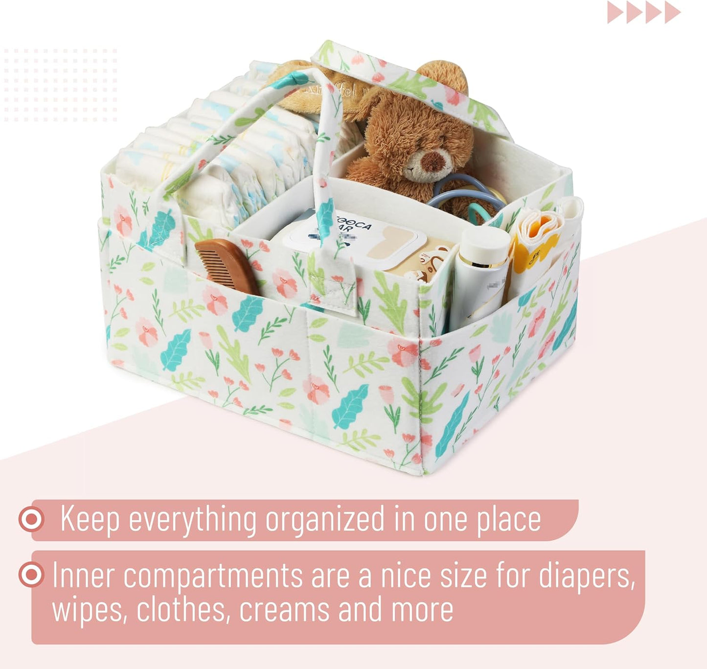 Mr. Pen- Baby Diaper Caddy Organizer, Blooming Palette, Diaper Organizer, Car Diaper Caddy