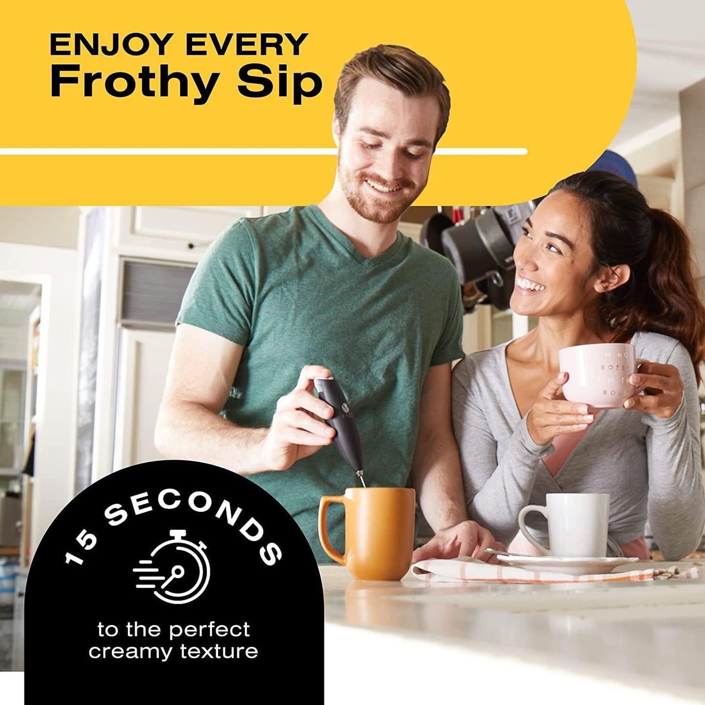 Bean Envy Milk Frother, Coffee Stirrers, Frother Wand, Milk Frother Handheld, Frother with stand, Hand Blender for Coffee, Lattes, Cappuccino, Matcha and Hot Chocolate – Kitchen Gifts - Pink