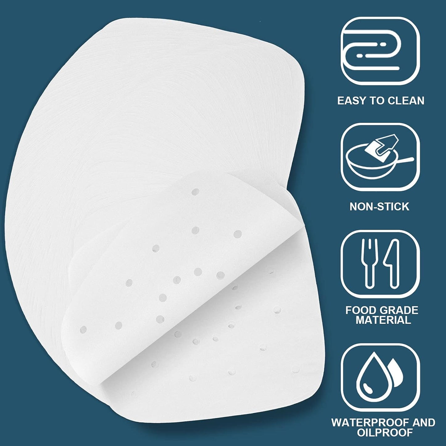 200pcs Air Fryer Parchment Paper Disposable Liner 8.5inch, Premium Perforated for Air Fryer, Streamer, Pans, No Burn, Easy Cleanup
