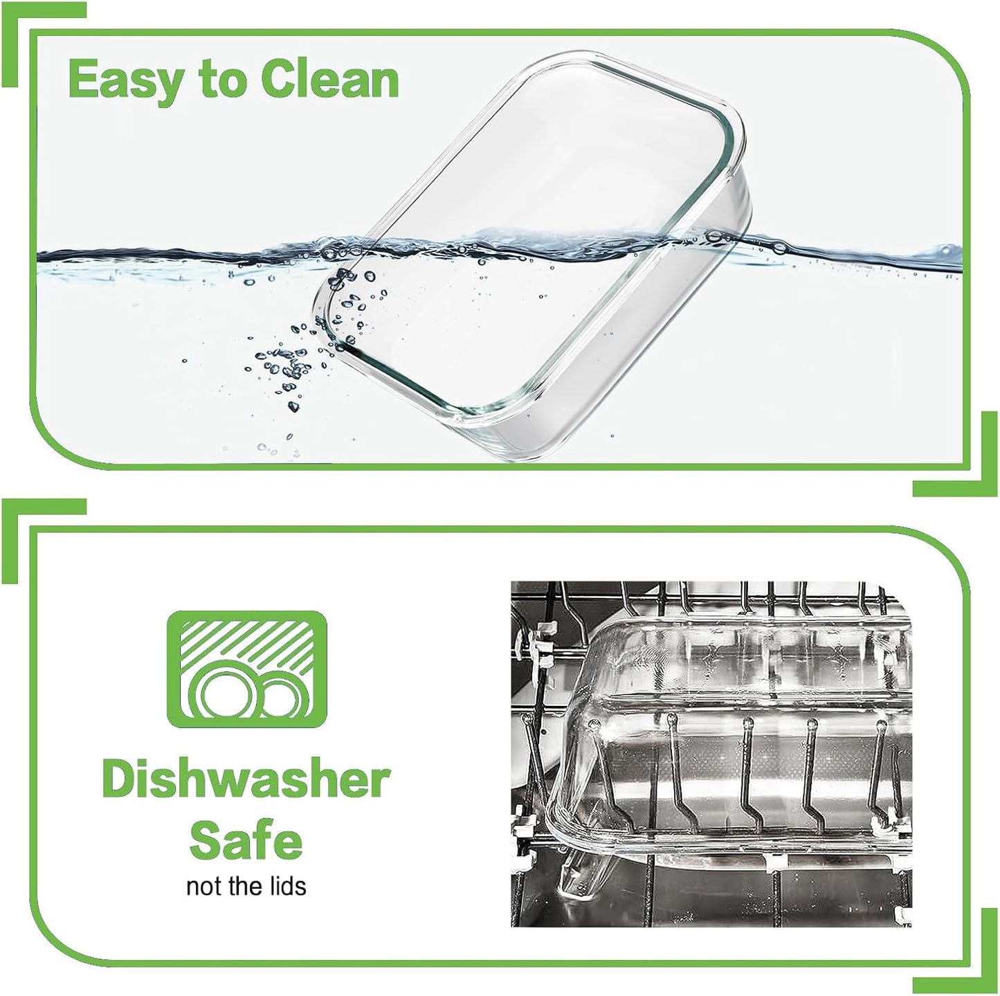 10 Pack Borosilicate Glass Meal Prep Containers with Locking Lids, Glass Food Storage Containers Set, Airtight Lunch Bento Boxes, BPA-Free & Leak Proof, 36oz & 14oz, Freezer, Oven Safe-White