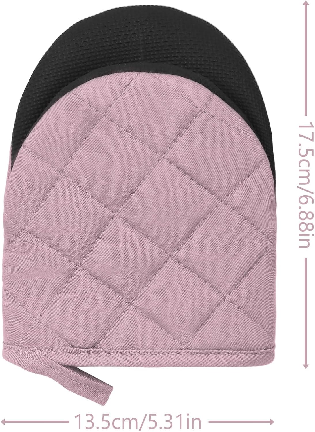 1 Pair Short Oven Mitts, Heat Resistant Silicone Kitchen Mini Oven Mitts for 500 Degrees, Non-Slip Grip Surfaces and Hanging Loop Gloves, Baking Grilling Barbecue Microwave Machine Washable