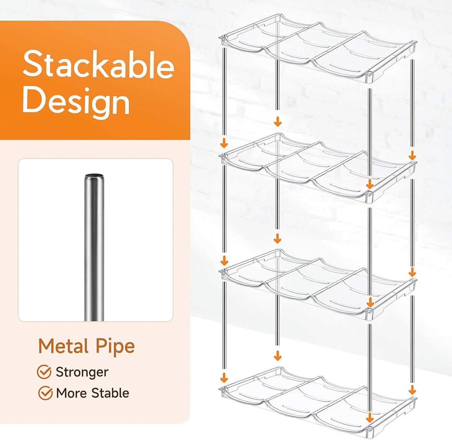 Water Bottle Organizer for Stanley 40 oz Tumbler, Stackable Tumbler Storage, 3 Pack Water Bottle Organizer for Cabinet, Pantry Kitchen Storage & Organization for Stanley Cup - Hold 9 Bottles