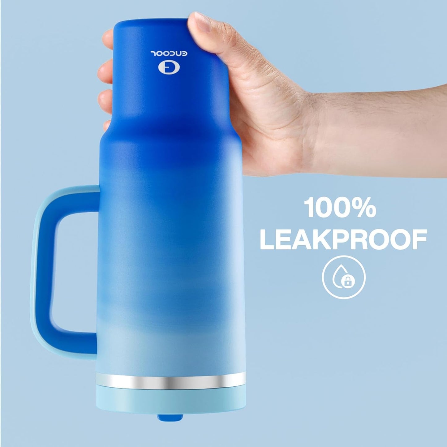 40 oz Tumbler with Handle and Straw: Stainless Steel Insulated Tumbler Keeps Cold for 24 Hours, Leakproof Travel Cup Fits in Cup Holder and BPA-Free, Sea