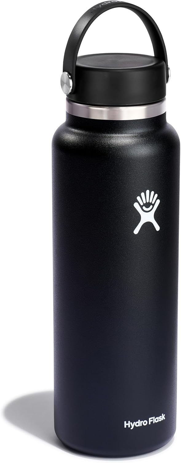 Hydro Flask Water Bottle - Insulated Stainless Steel - Wide Mouth Flex Lid, Non Spill, Leakproof and Refillable in 40 Oz