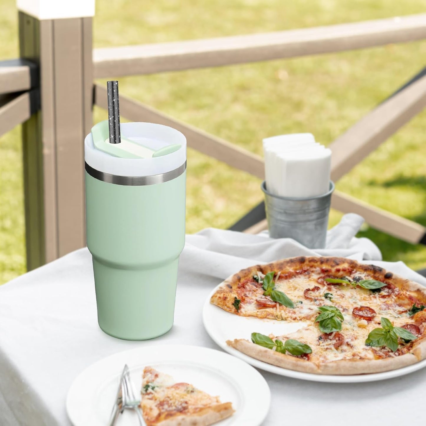 6Pack Glitter Replacement Straws for Stanley Cup 20oz 14oz Tumbler, Yoelike Reusable Straws Accessories with Clean Brush for Stanley Cup, Dishwasher Safe, BPA Free