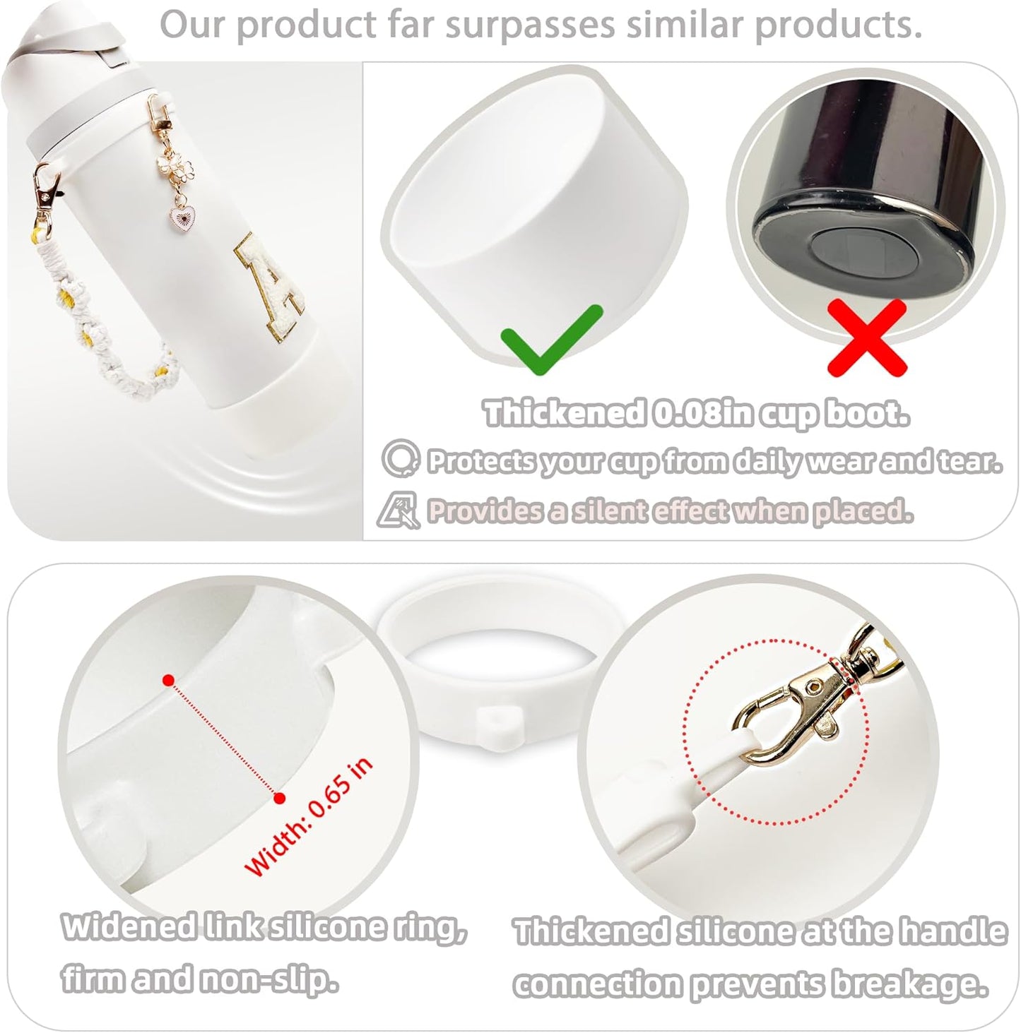 SITKOL Silicone Boot Cute Monogram Set Compatible with Owala Water Bottle 24 oz, 32 oz, 40 oz - Perfect Letter Owala Accessories for Owala Tumbler, Owala Free Sip, Pink Owala, Black Owala