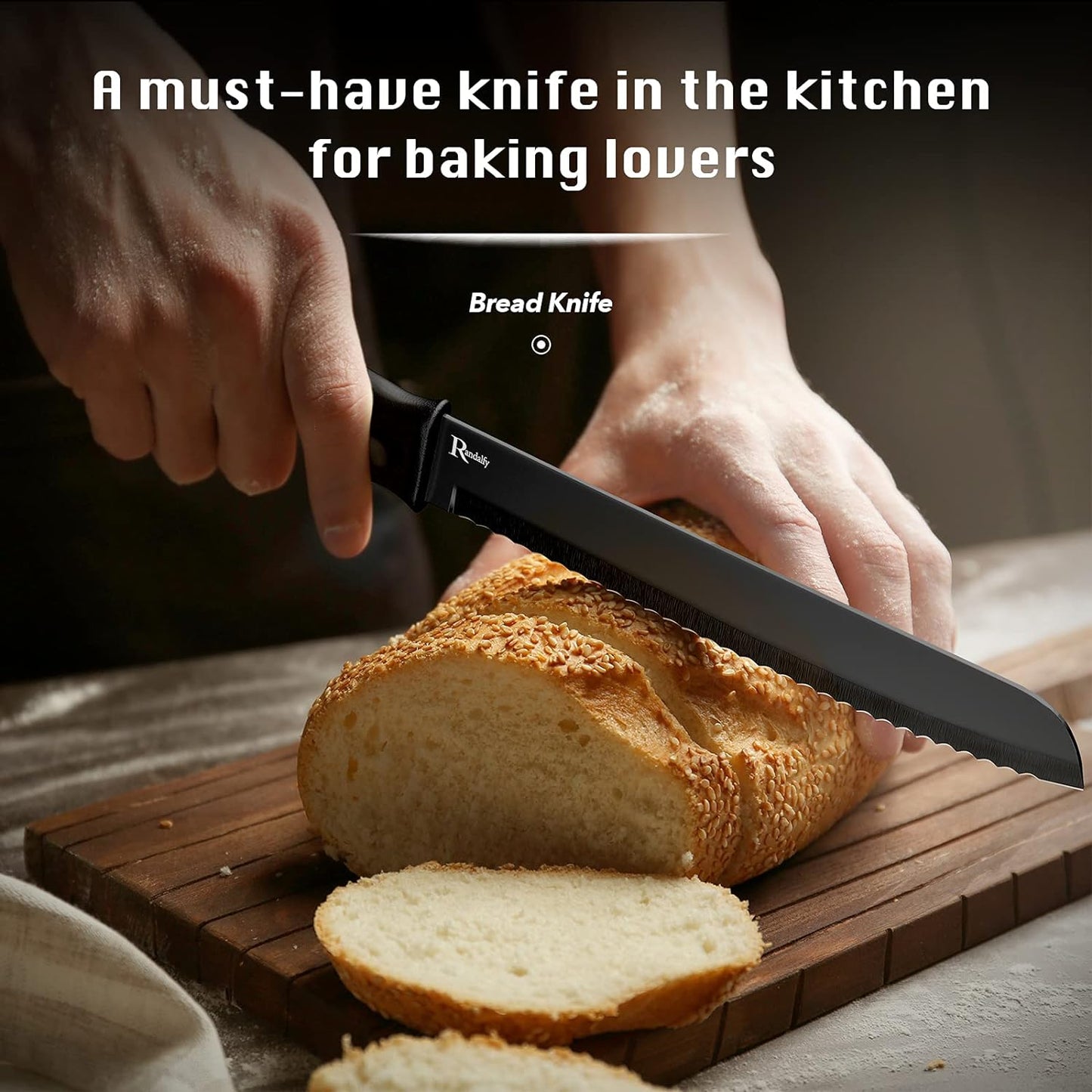 Kitchen Knife Set with Block, 7 Pieces Chef Knives, Scissor, for Meat/Vegetables/Fruits Chopping, Slicing, Dicing&Cutting