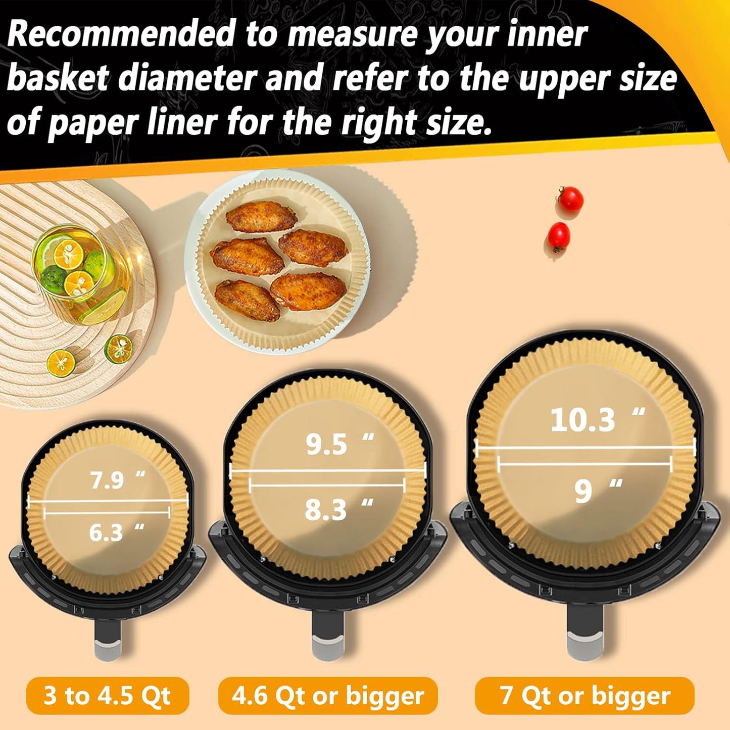 Air Fryer Paper Liners for Ninja Air Fryer 4QT AF101, 9.5 Inch Large Parchment Paper Liners Non-stick Oil Resistant, Waterproof, Food Grade Baking Paper for Roasting Microwave