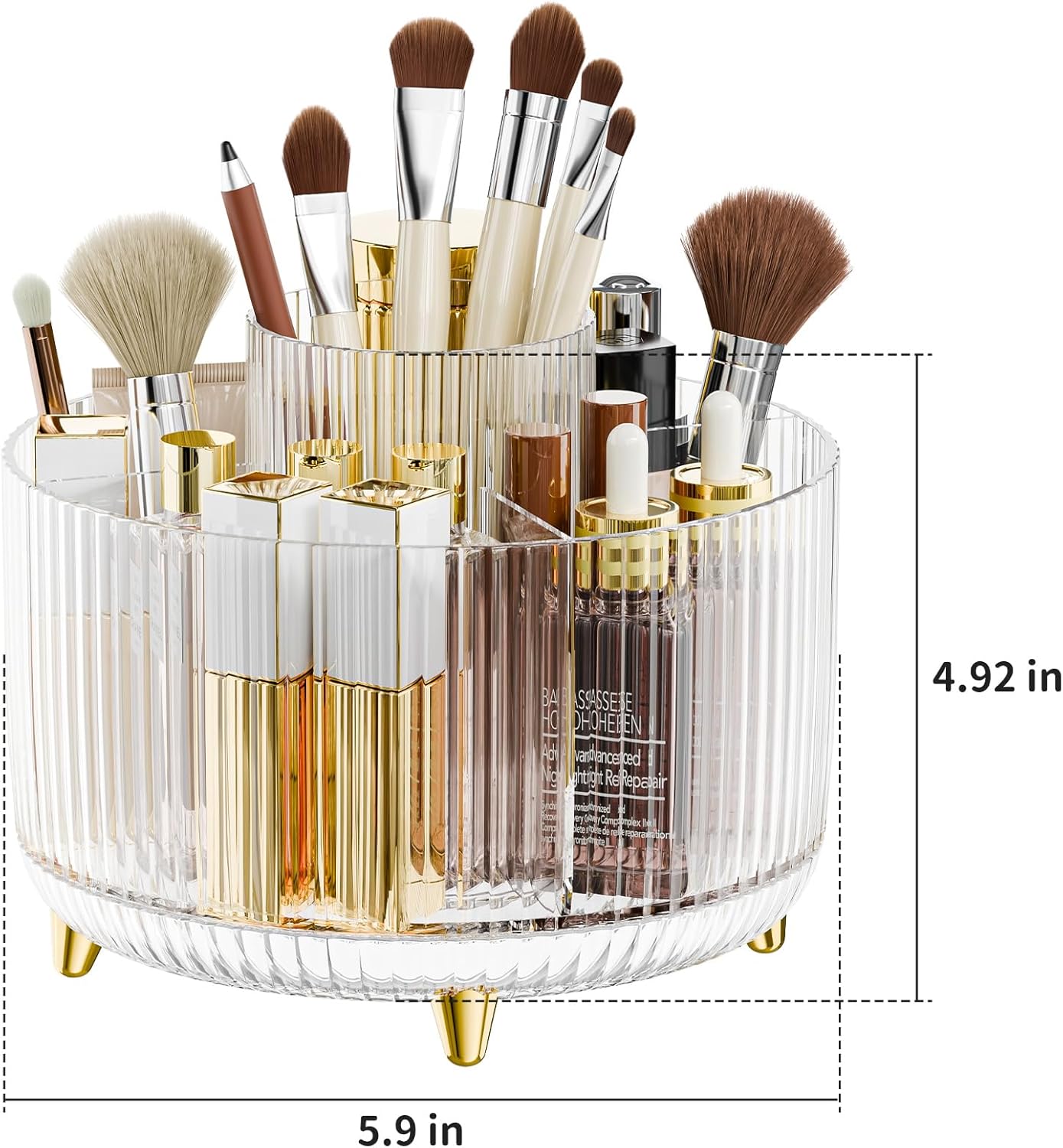 360° Rotate Makeup Brush Holder Organizer, Makeup Organizers Countertop, Makeup organization and Skincare Storage for Vanity, Desktop, Bathroom (Clear)