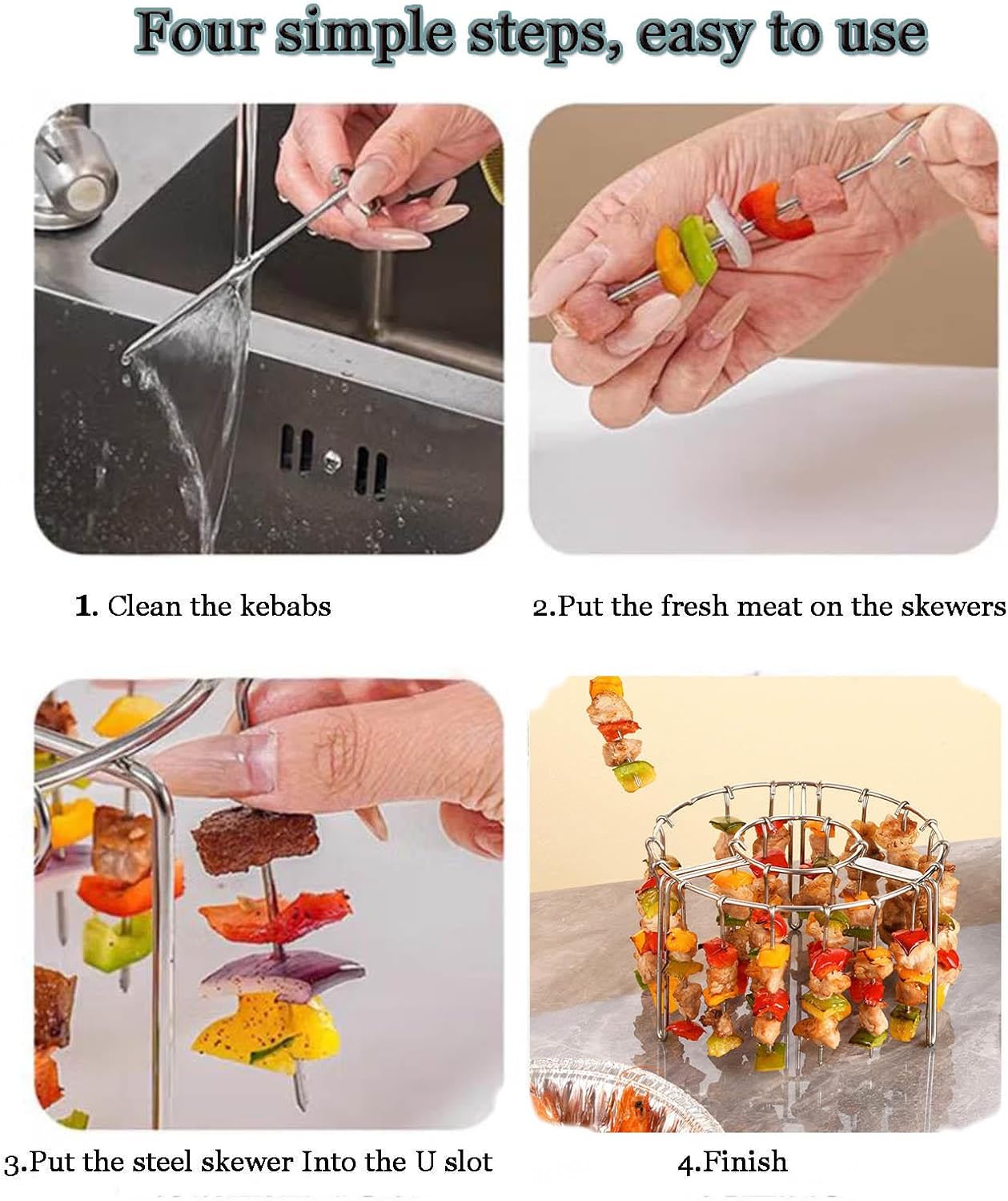 Air Fryer Grill Rack Round Hanging Skewer Rack ‌ Vertical Skewers Holder, Air Fryer Accessories Air Fryer Racks, Suitable for air Fryers, Ovens, etc,24skewers