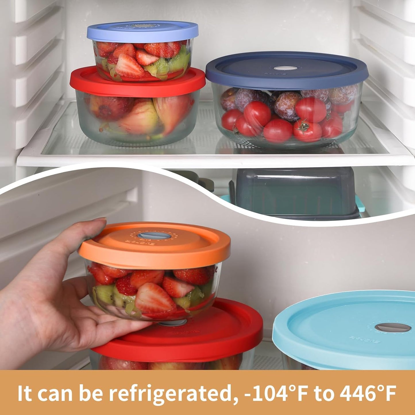 Replacement Lids for Pyrex 7200-PC 2 Cup, Silicone Round Storage Cover Lid for Anchor Hocking Glass Bowl 4 Pack with Date Mark