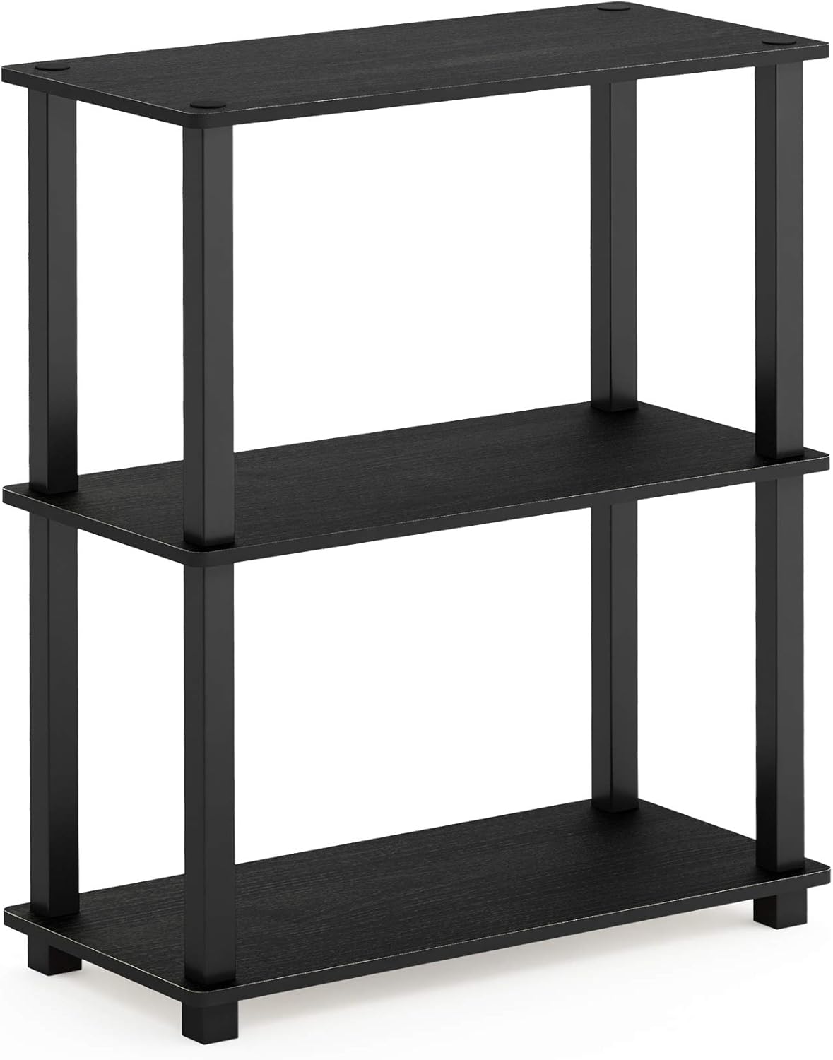 Furinno TURN-S-TUBE Storage Shelves Set of 2, 3-Tier Book Shelf, Corner Shelf, Toolless Open Shelves, Square Tubes, for Organization and Storage, Living Room, Garage, Home Office, Americano