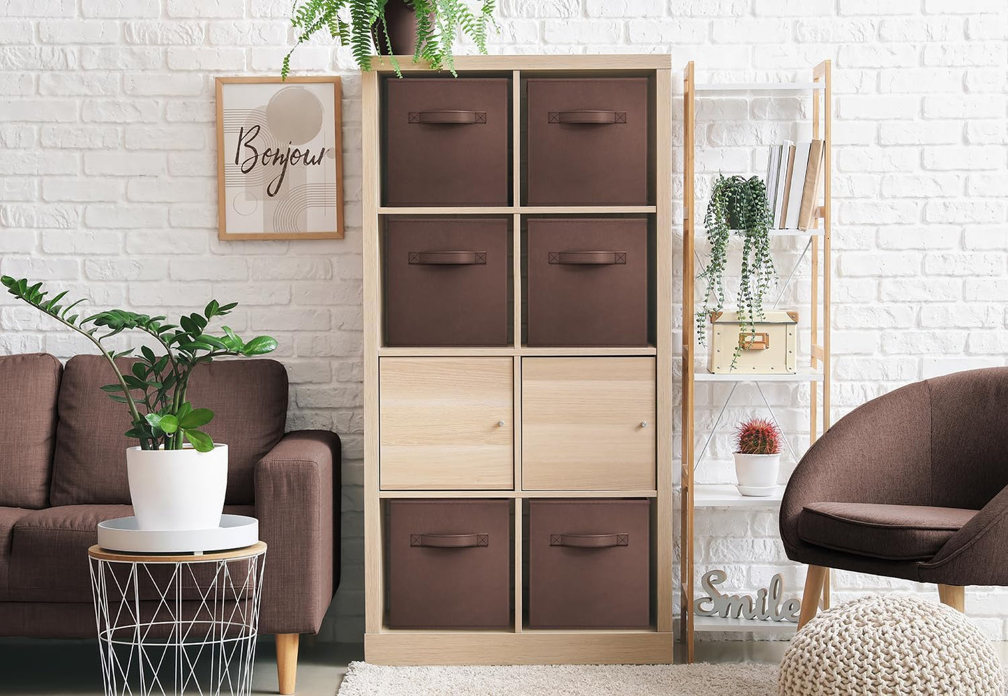 Sorbus Fabric Storage Cubes - 6 Foldable Storage Bins for Organizing Pantry, Cubbies, Toy Box - Clothes Storage & Closet Organizer - 13 Inch Collapsible Cube Baskets for Shelves with Handle