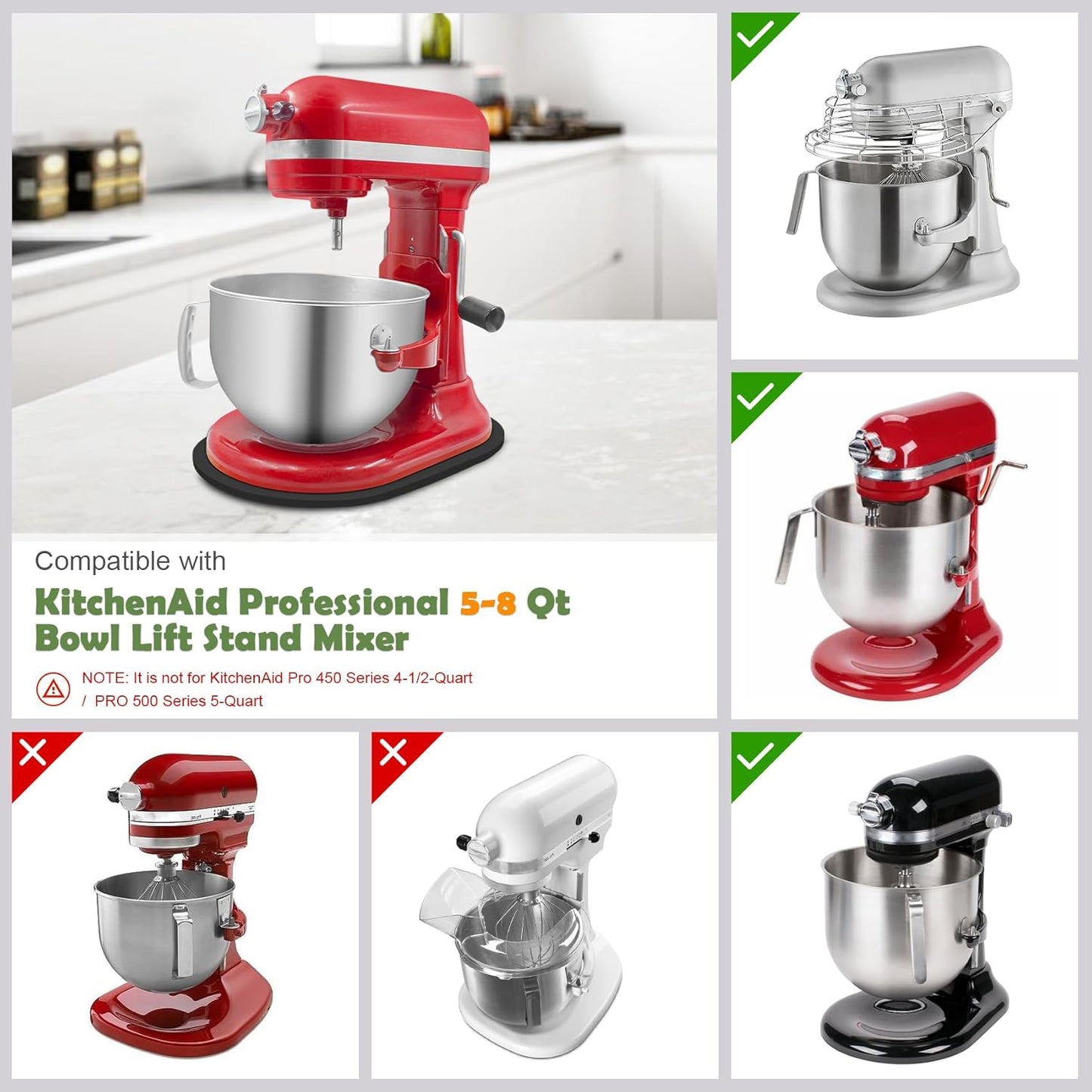 Bamboo Mixer Slider Compatible with Kitchen aid Bowl Lift 5-8 Qt Stand Mixer - Kitchen Countertop Storage Mover Sliding Caddy for Kitchen Aid 5-8 Qt Mixer (5-8 Qt - Black)