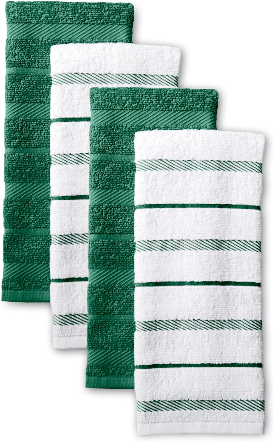KitchenAid Albany Kitchen Towel 4-Pack Set, Green/White, 16"x26"