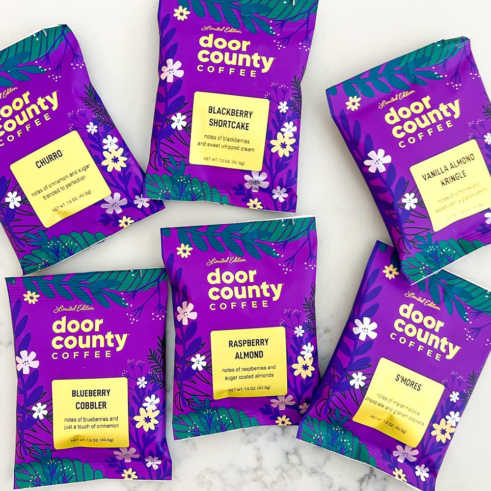 Gourmet Flavored Coffee Spring & Summer Sampler Pack - 10 Unique Spring Flavored Coffees - Roasted by Door County Coffee