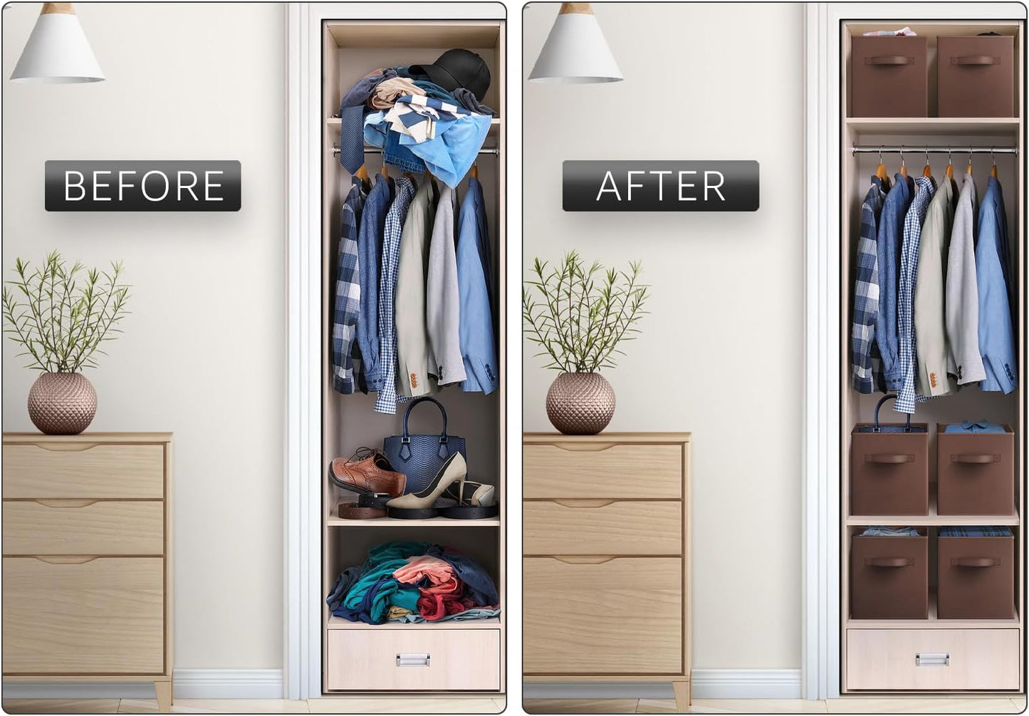 Sorbus Fabric Storage Cubes - 6 Foldable Storage Bins for Organizing Pantry, Cubbies, Toy Box - Clothes Storage & Closet Organizer - 13 Inch Collapsible Cube Baskets for Shelves with Handle