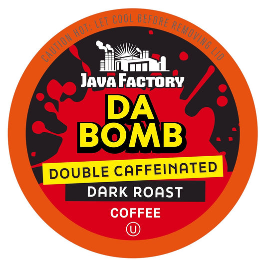 Java Factory High Caffeine Coffee Pods, Da Bomb Dark Roast, 40 Count - Compatible with K Cup Brewers 2.0, Extra Caffeine for a Strong Start to Your Day