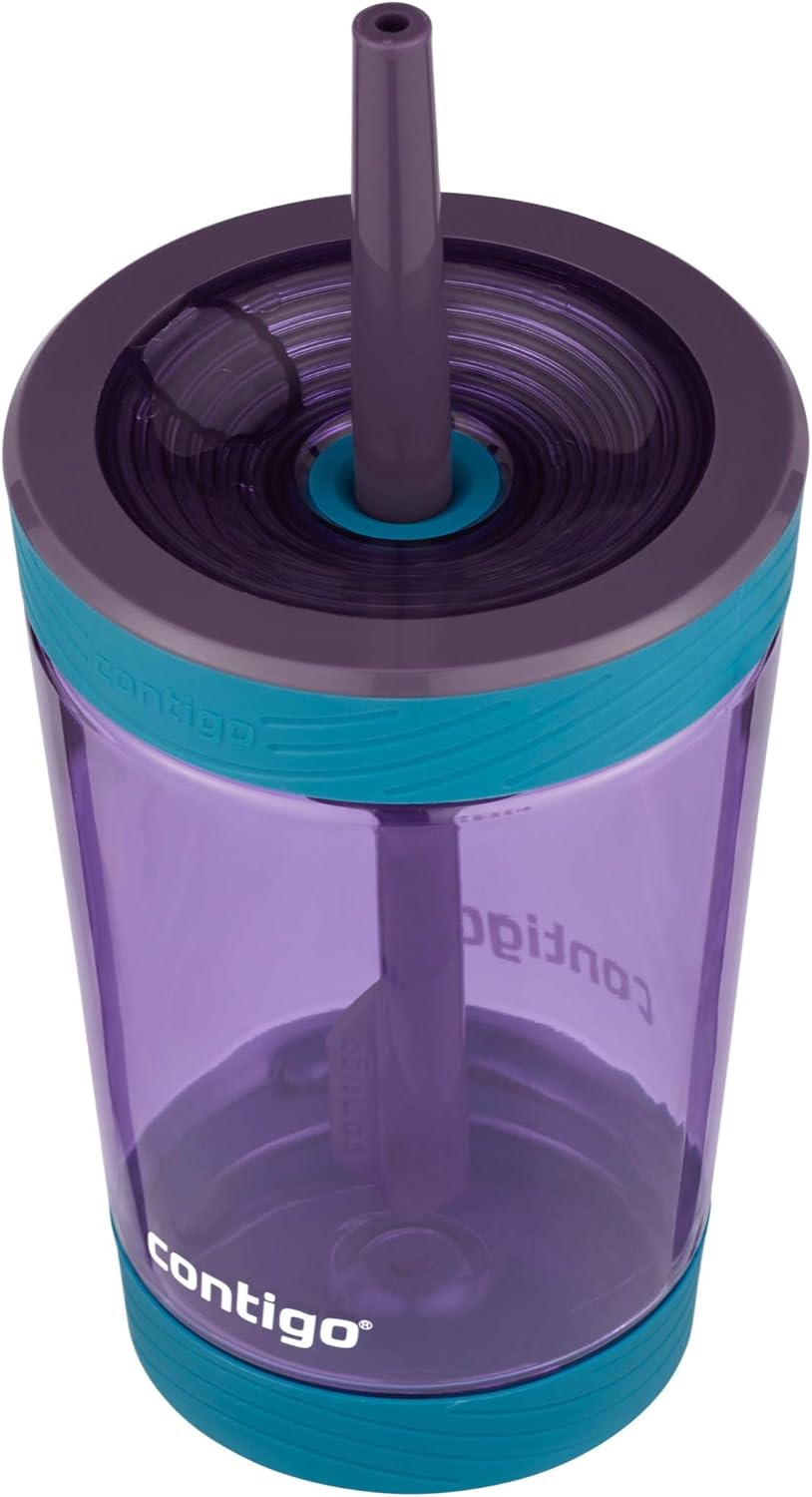 Contigo Kids Spill-Proof 14oz Tumbler with Straw and BPA Free Plastic Eggplant