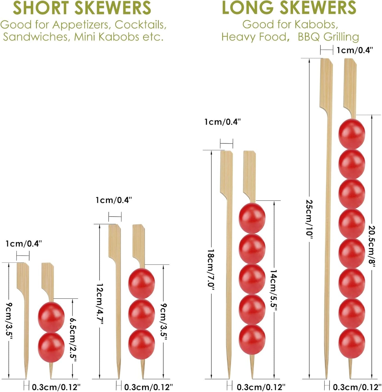 Minisland Premium 7 Inch Square Large Bamboo Paddle Skewers for Appetizers Fruit Kabobs Sandwiches BBQ Grill Food Sticks 3mm Thick 100 Counts -MSL163