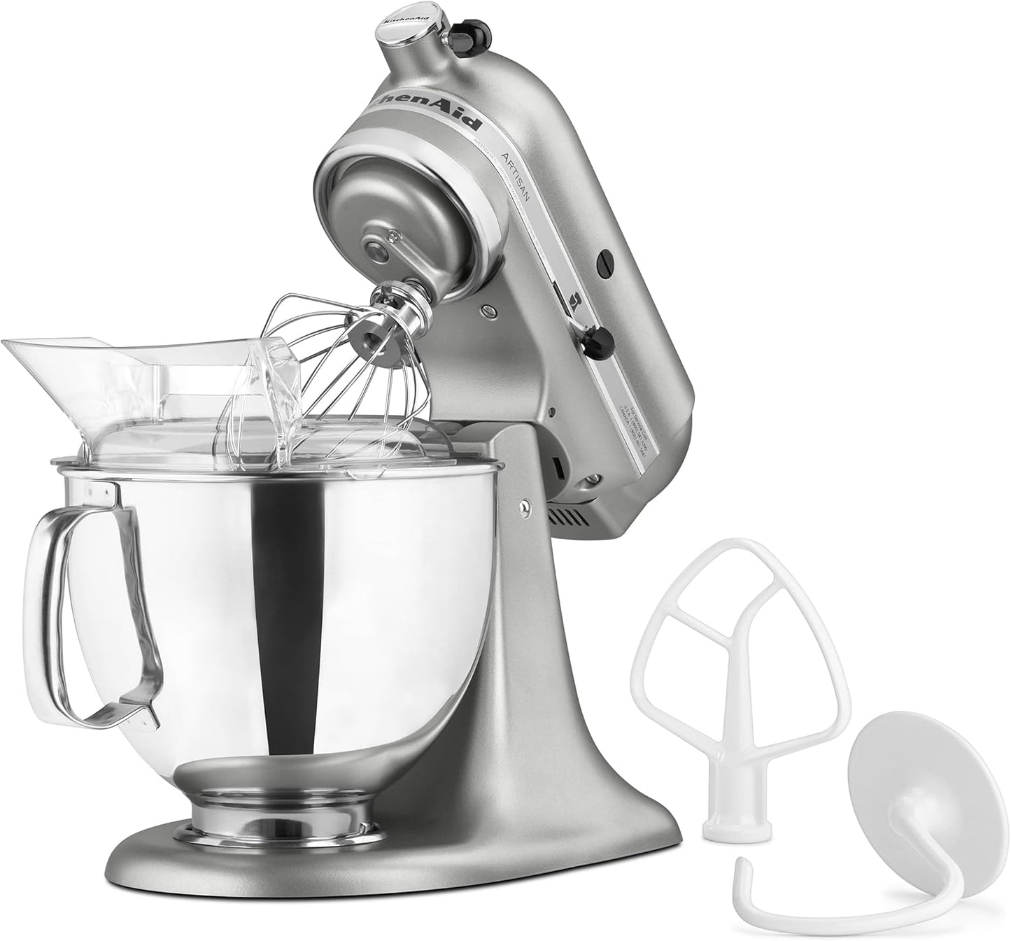 KitchenAid Artisan Series 5 Quart Tilt Head Stand Mixer with Pouring Shield KSM150PS, Contour Silver