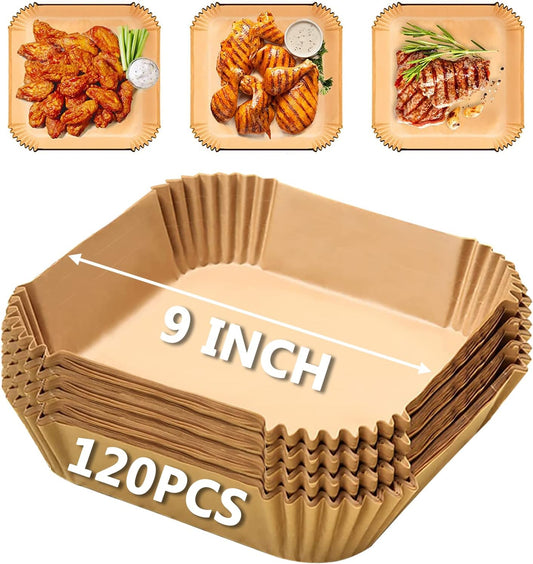 Air Fryer Parchment Paper Liners for COSORI 6Qt and Ninja 5QT AF141, 9 Inch 120Pcs Air Fryer Disposable Paper Liners for 5-8QT Basket, Non-Stick Air Fryer Paper Pads Oil Resistant