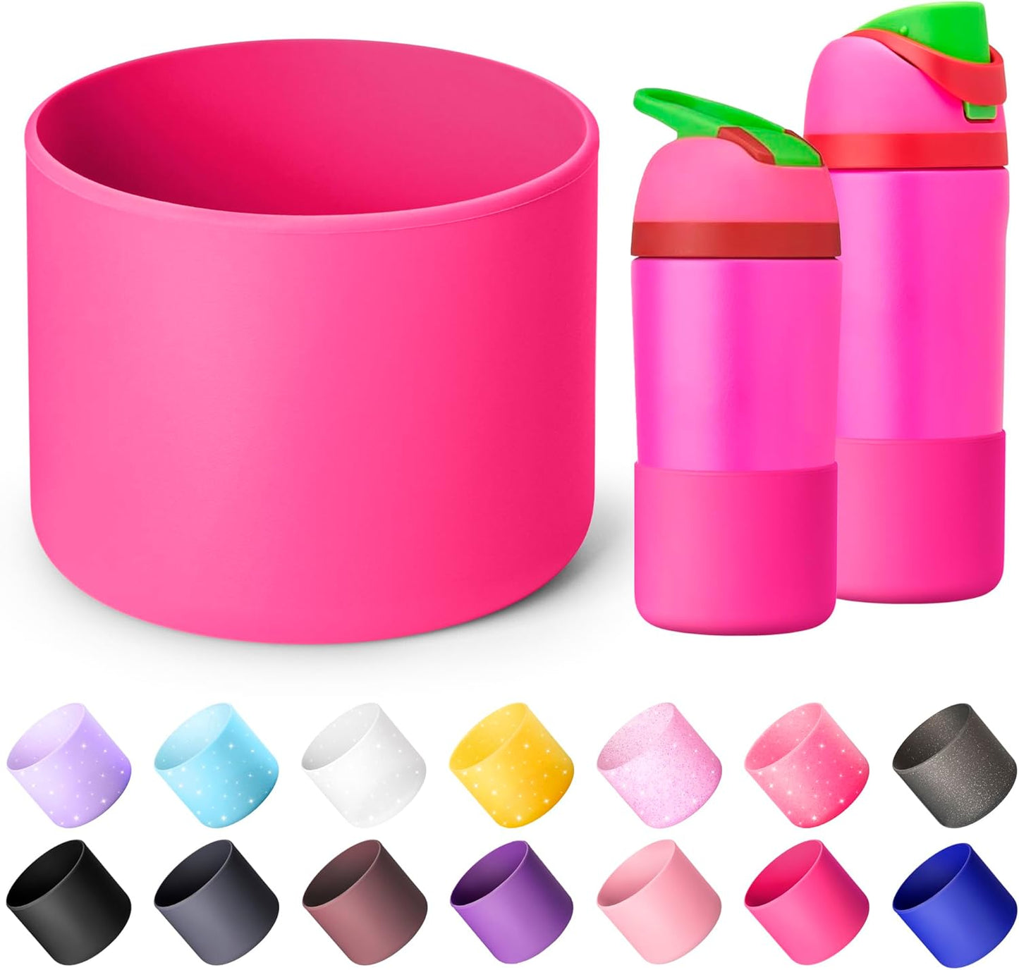Silicone Boot for Owala 14/16 oz Water Bottle, Anti-Slip Protective Sleeve for Owala 12 oz Kids Tumbler, Boot Bottom Base fit Flip 14 oz Insulated Stainless-Steel Water Bottle (Rose Red)