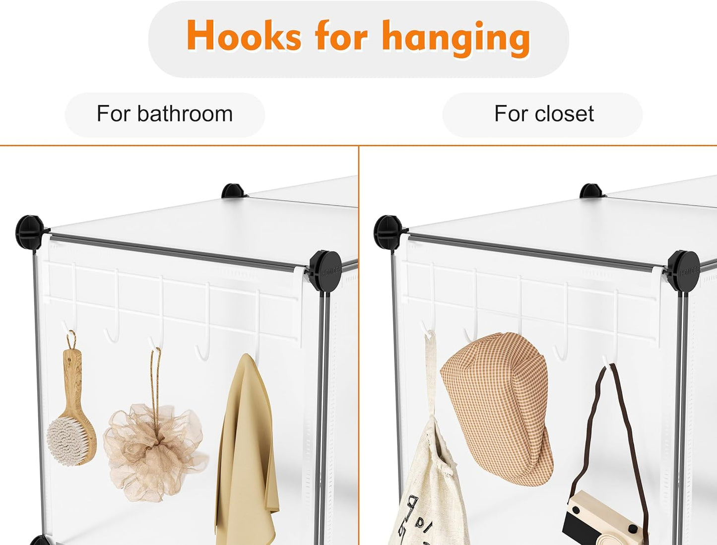 HOMIDEC Closet Organizer, 12-Cube Closet Organizers and Storage, Portable Cube Storage Organizer, Closet Shelves for Kids, Closet, Bedroom, Bathroom, Office, Transparent