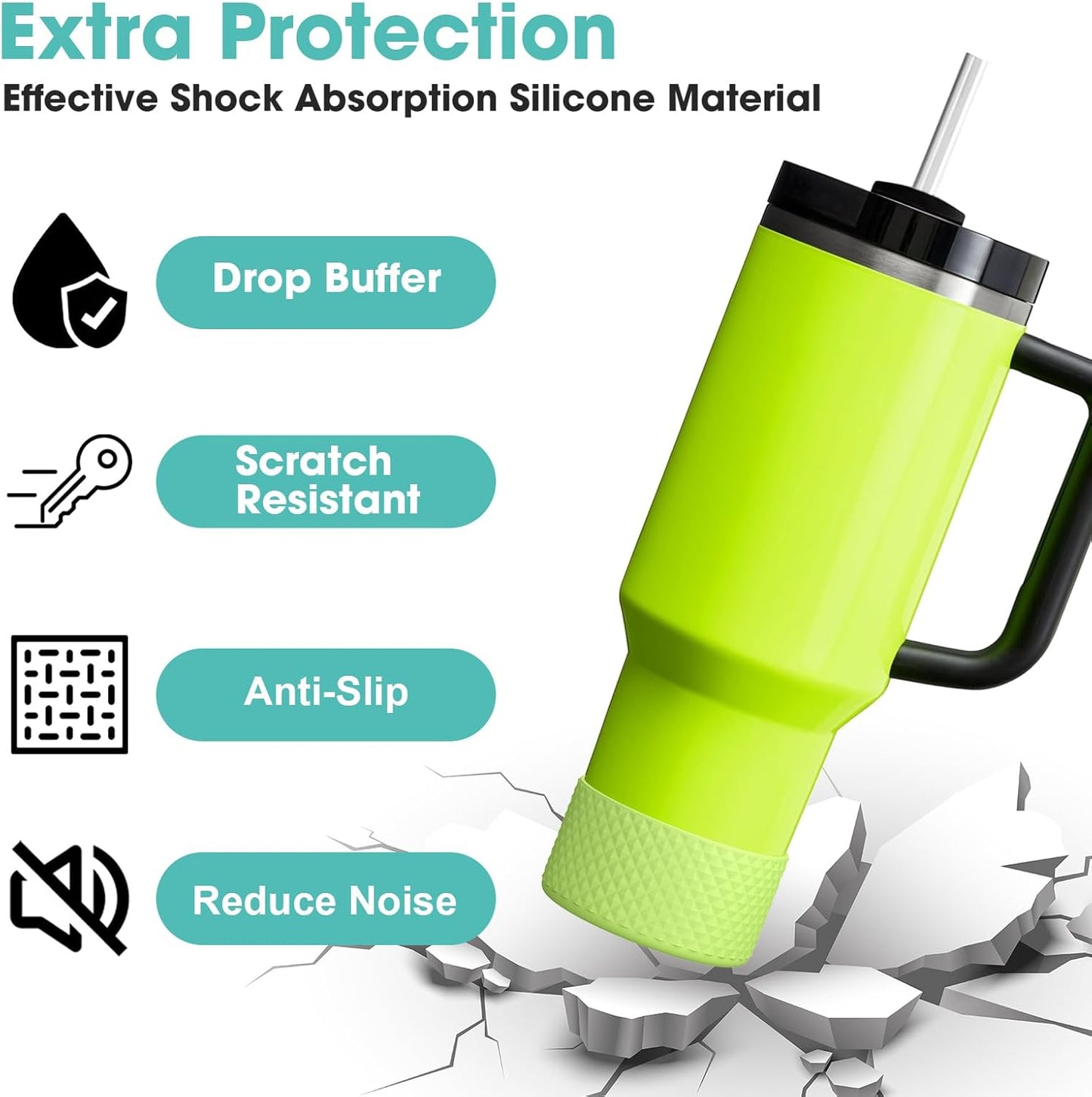 Upgrade 2PCS Protective Silicone Boot Bumper for Stanley Quencher Adventure 40oz 30oz 20oz Tumbler, Water Bottle Bottom Sleeve Cover Accessories for Stanley Mug Cup(Grape Green)