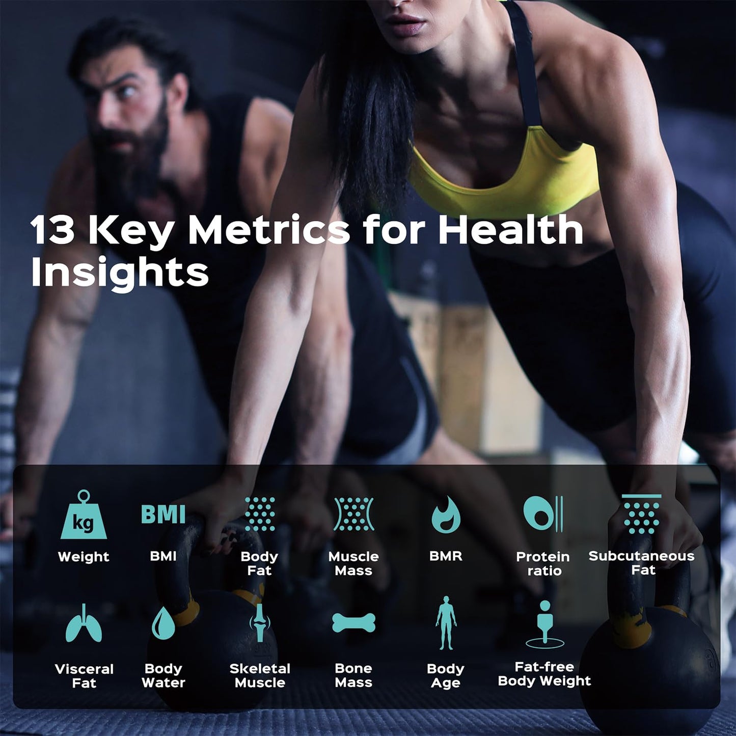 Smart Weight Scale with BMI Body Fat Muscle Mass, Lepulse Updated X-Shaped Electrode Scale for Body Weight and Fat Percentage, 13 Body Composition Scale Large Display, Digital Bathroom Scale with App