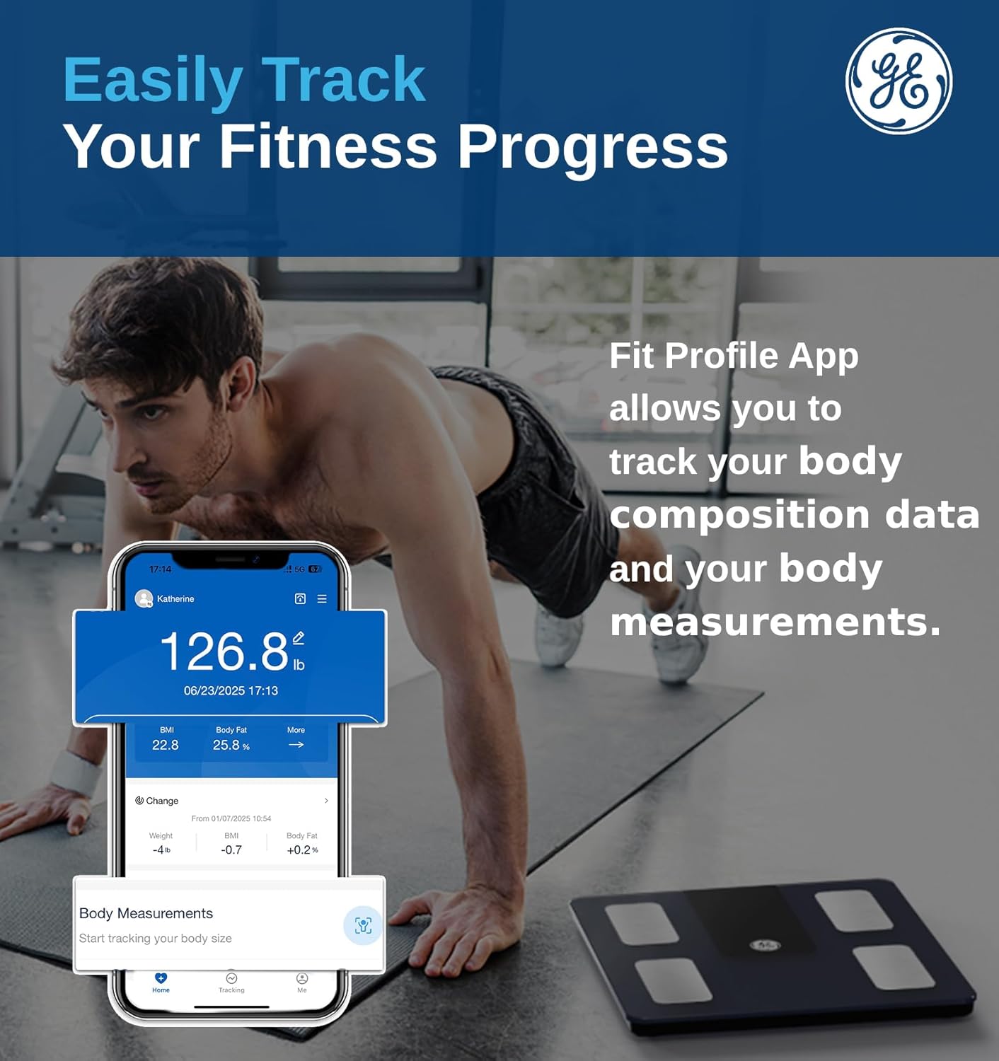 GE Smart Scale for Body Weight BMI Fat Muscle Mass with 14 Body Composition Metrics & All-in-one LCD Display, Digital Bathroom Weight Scales Bluetooth with App, Accurate Weighing Machine 400 lbs