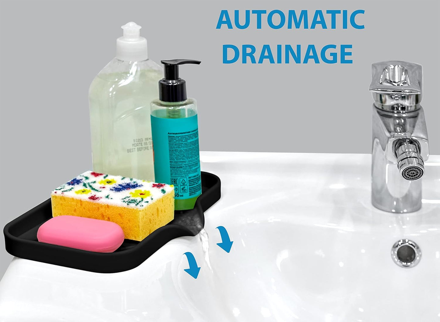 Multi-Functional Black Soap Holder - Soap Bar & Sponge Holder, Space-Saving Sink Caddy - Organize Your Kitchen!