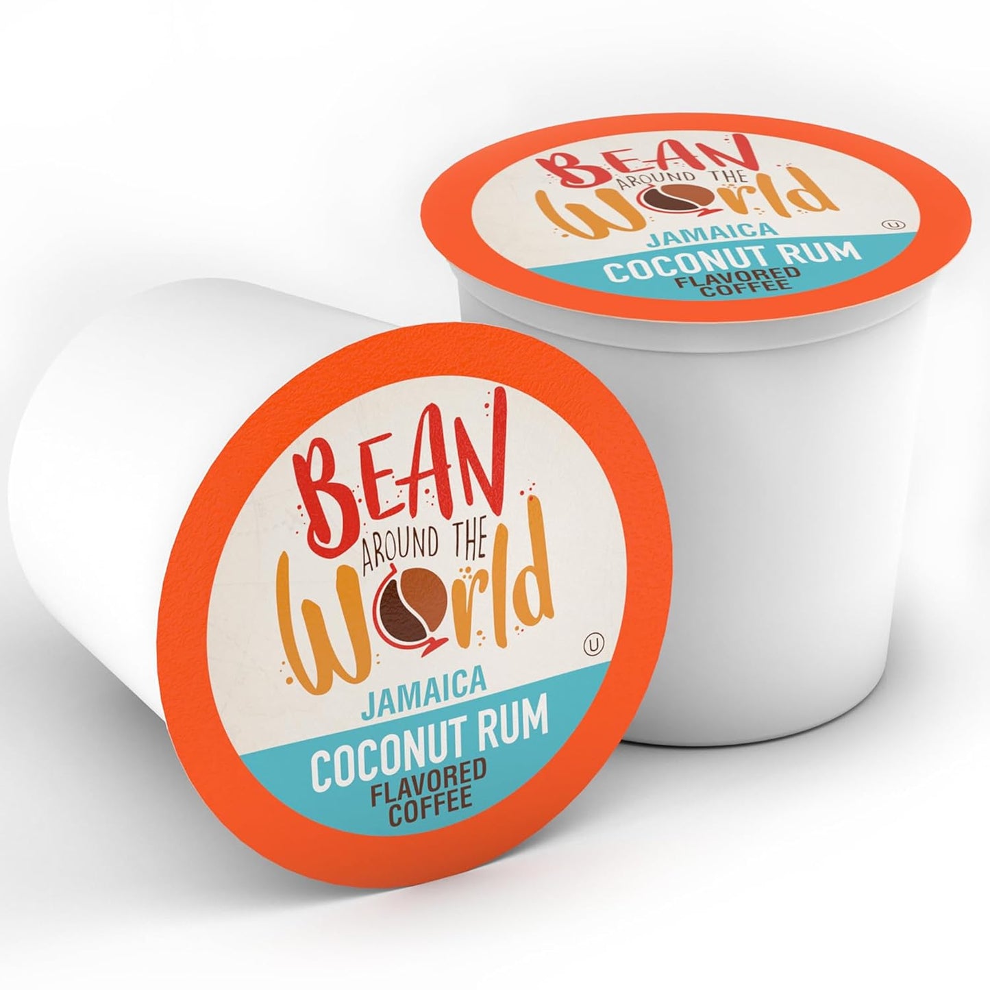 BEAN AROUND THE WORLD Flavored Coffee Compatible With 2.0 Keurig K Cup Brewers, Coconut Rum, 40 Count
