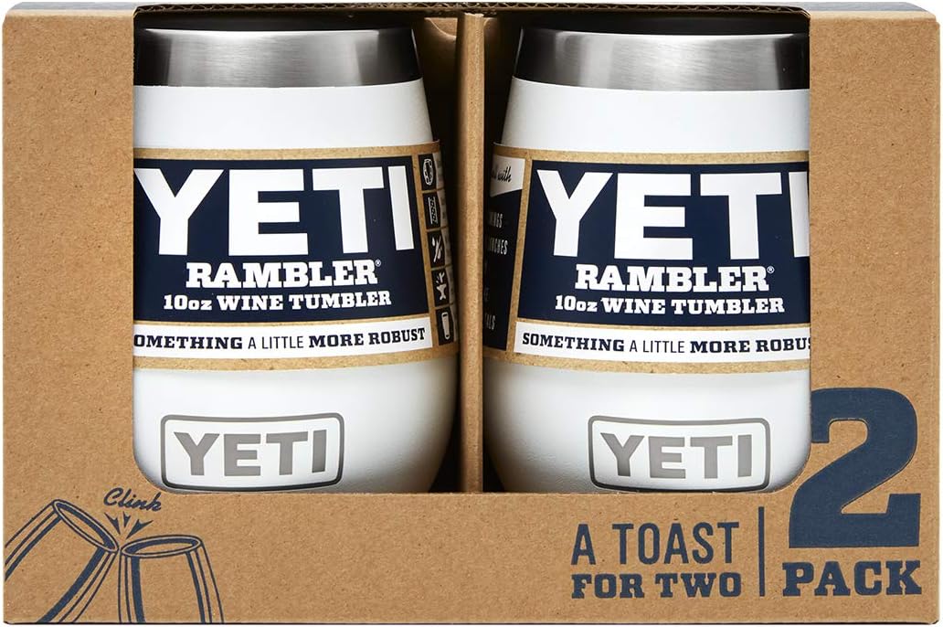 YETI Rambler 10 oz Wine Tumbler, Vacuum Insulated, Stainless Steel, 2 Pack