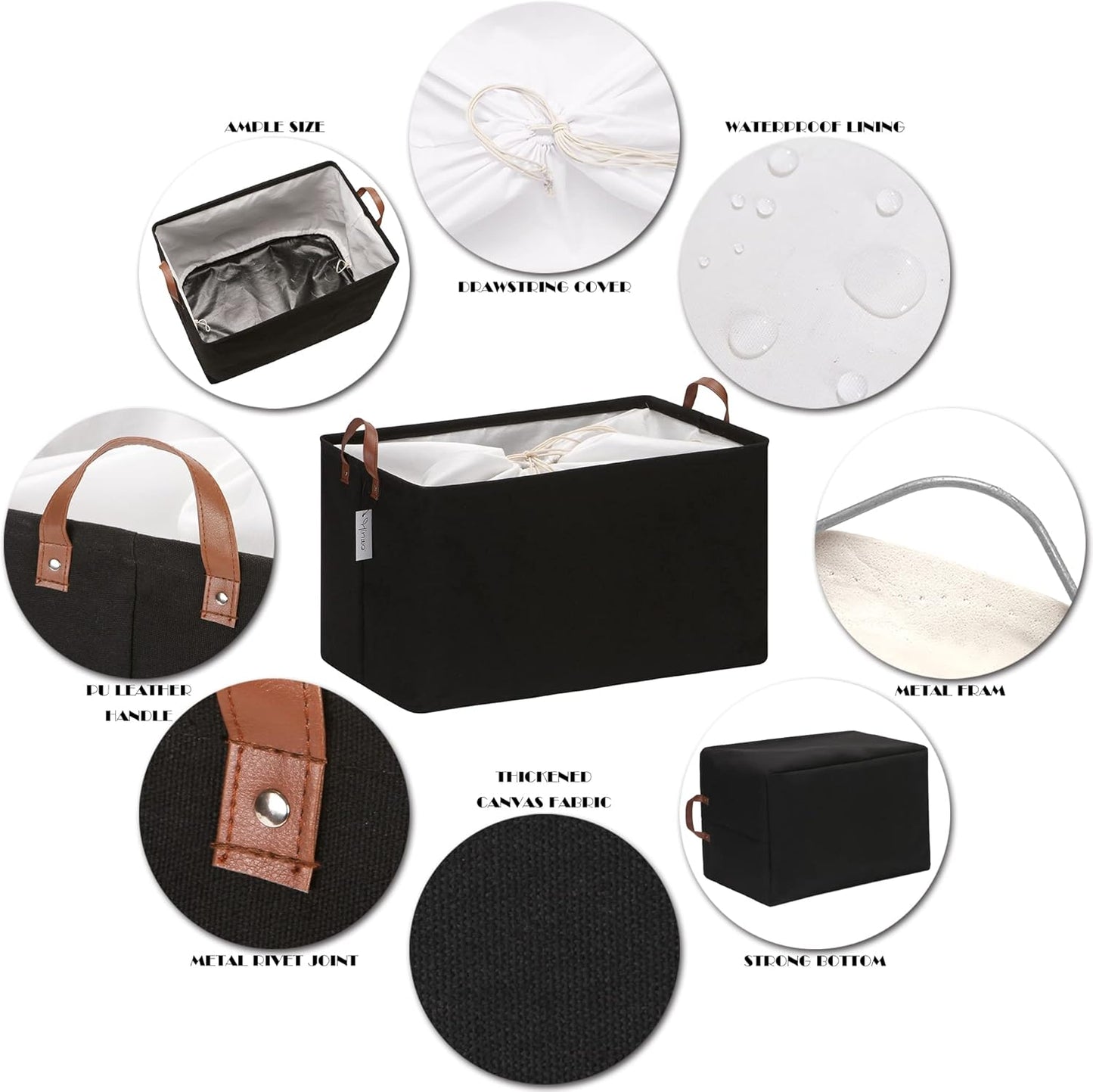 Hinwo 70L Extra Large Storage Bins, 4-Pack Closet Organizers and Storage, Foldable Clothes Storage Baskets with Handles, Containers for Clothing, Blanket, Comforters, Toys, Bedding (Black)