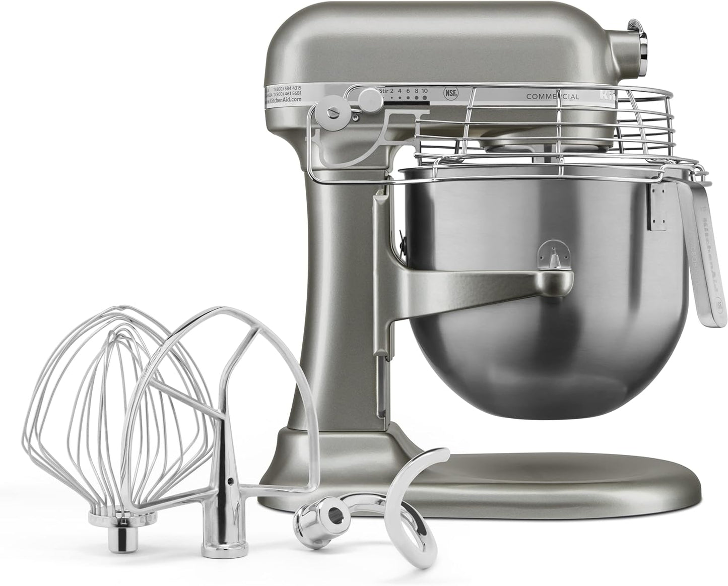 KitchenAid KSMC895CU 8-Quart Commercial Countertop Mixer with Bowl Guard, 10-Speed, Gear-Driven, Contour Silver