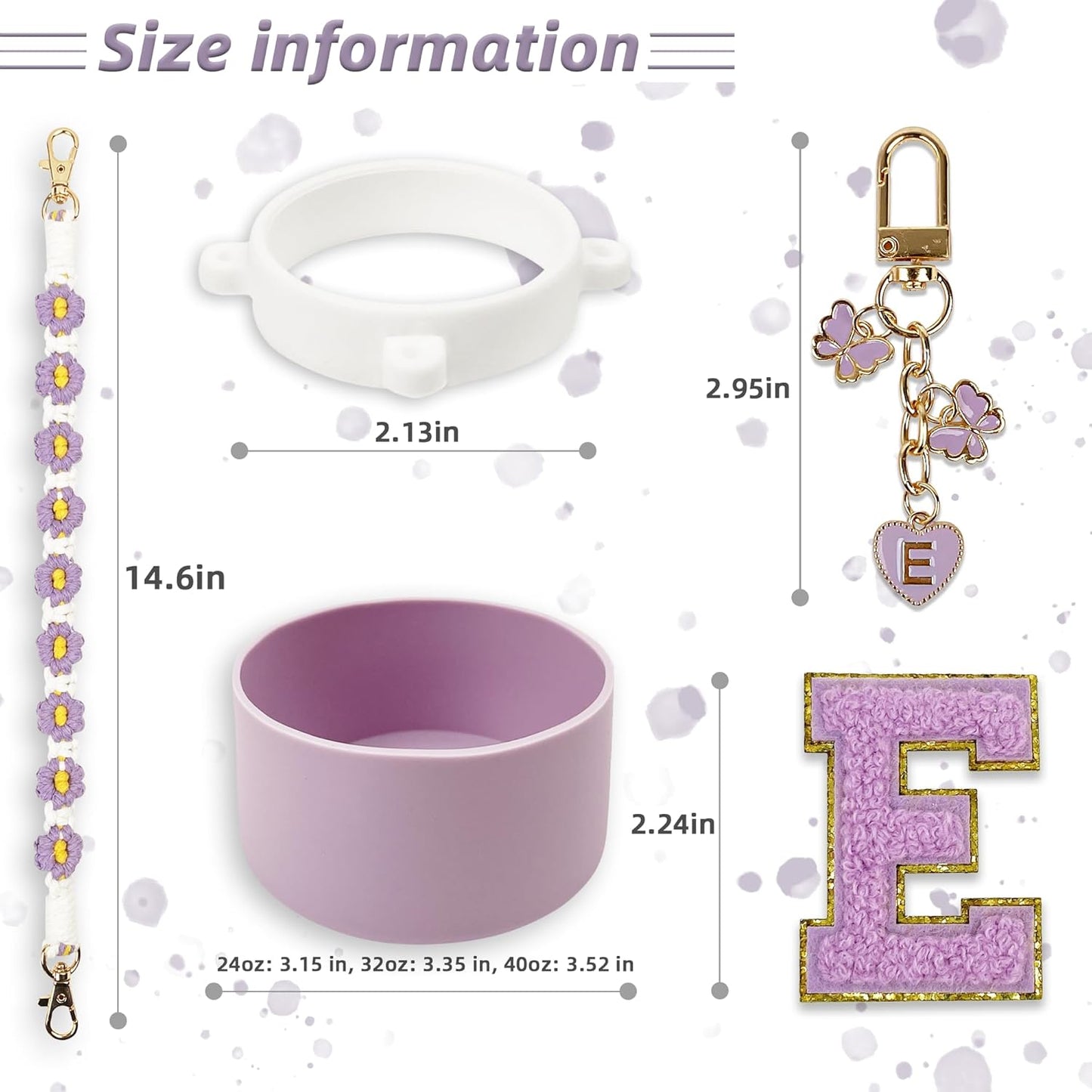 SITKOL Silicone Boot Cute Monogram Set Compatible with Owala Water Bottle 24 oz, 32 oz, 40 oz - Perfect Letter Owala Accessories for Owala Tumbler, Owala Free Sip, Pink Owala, Black Owala