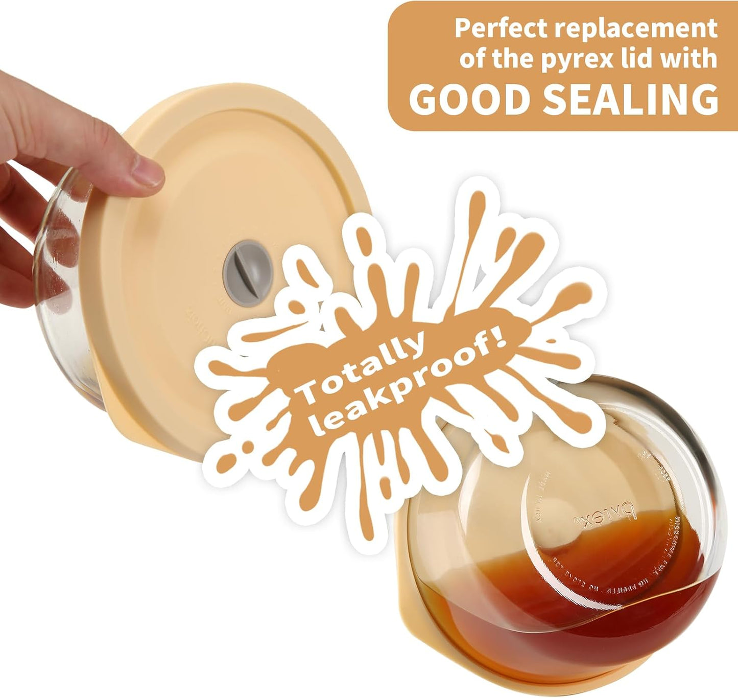 Replacement Lids for Pyrex 7402-PC 7 Cup, Silicone Round Storage Cover Lid for Anchor Hocking Glass Bowl 2 Pack with Date Mark