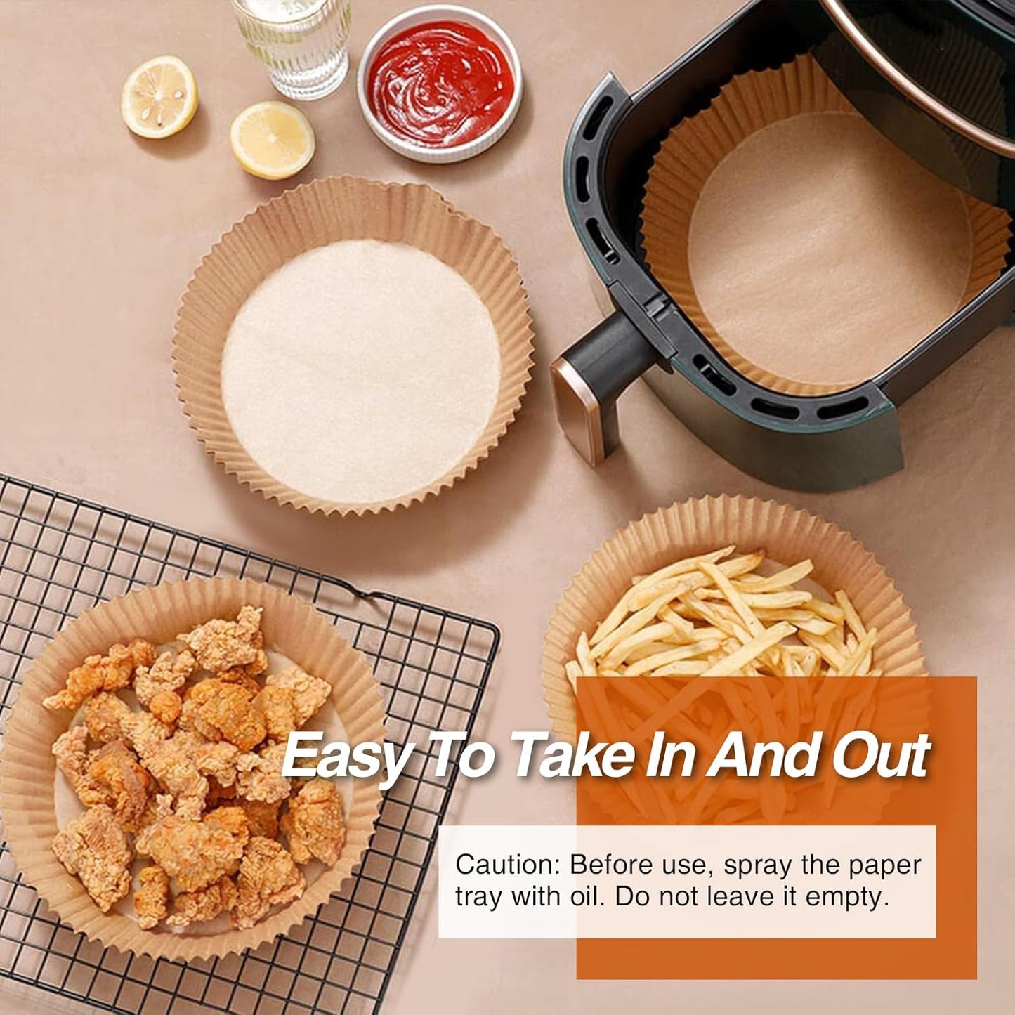 100Pcs OOTDAY Airfryer Paper Liners, Round Parchment Paper, Kitchen Cooking Non-Stick air fryer accessories, Frying Pan, Oil-proof Air Fryers for 5-8 QT Air Fryer Baking Roasting Microwave(8")