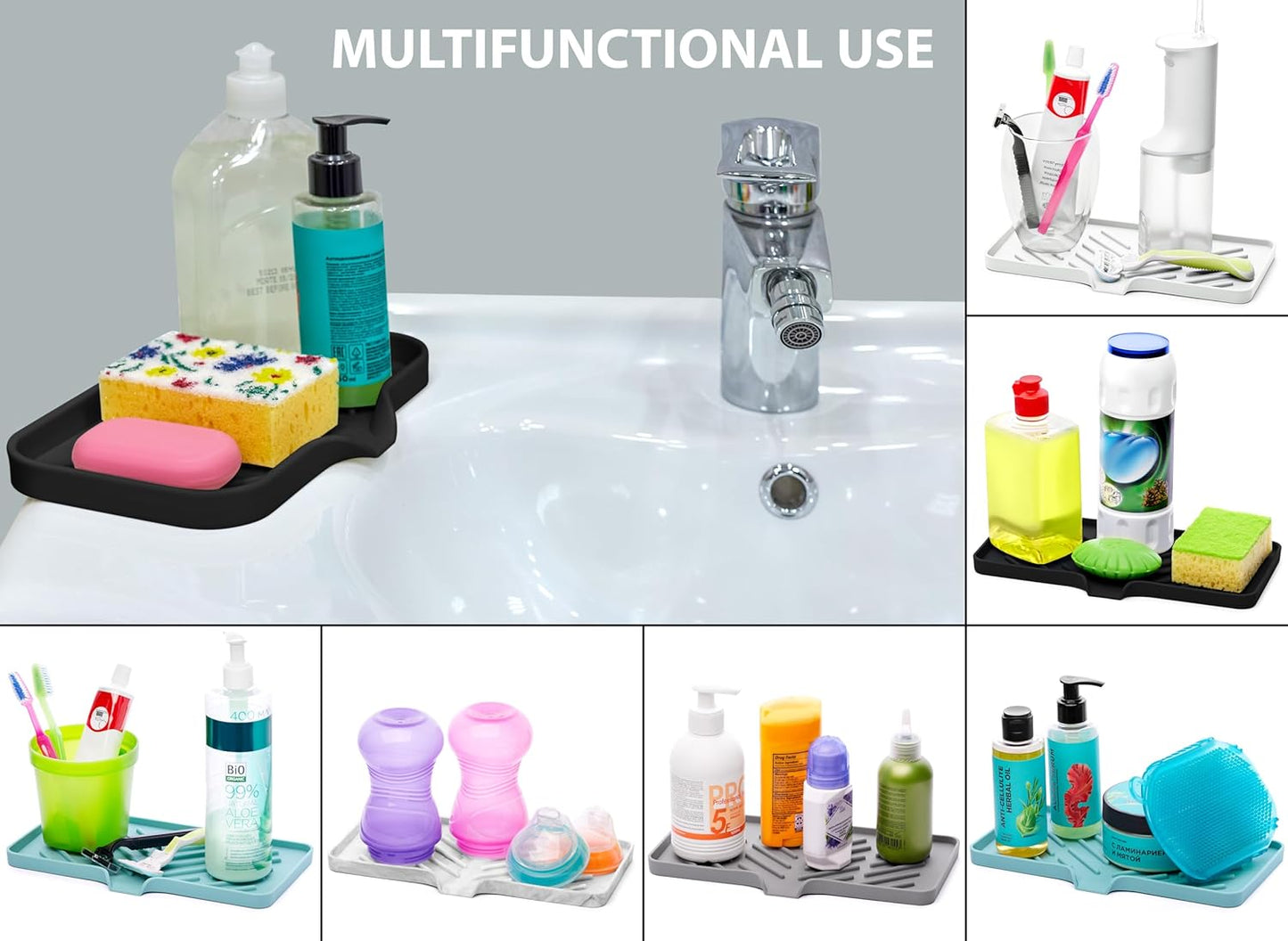 1 Pc Light Green Silicone Sponge Holder - Sink Tray for Soap and Sponge Organization