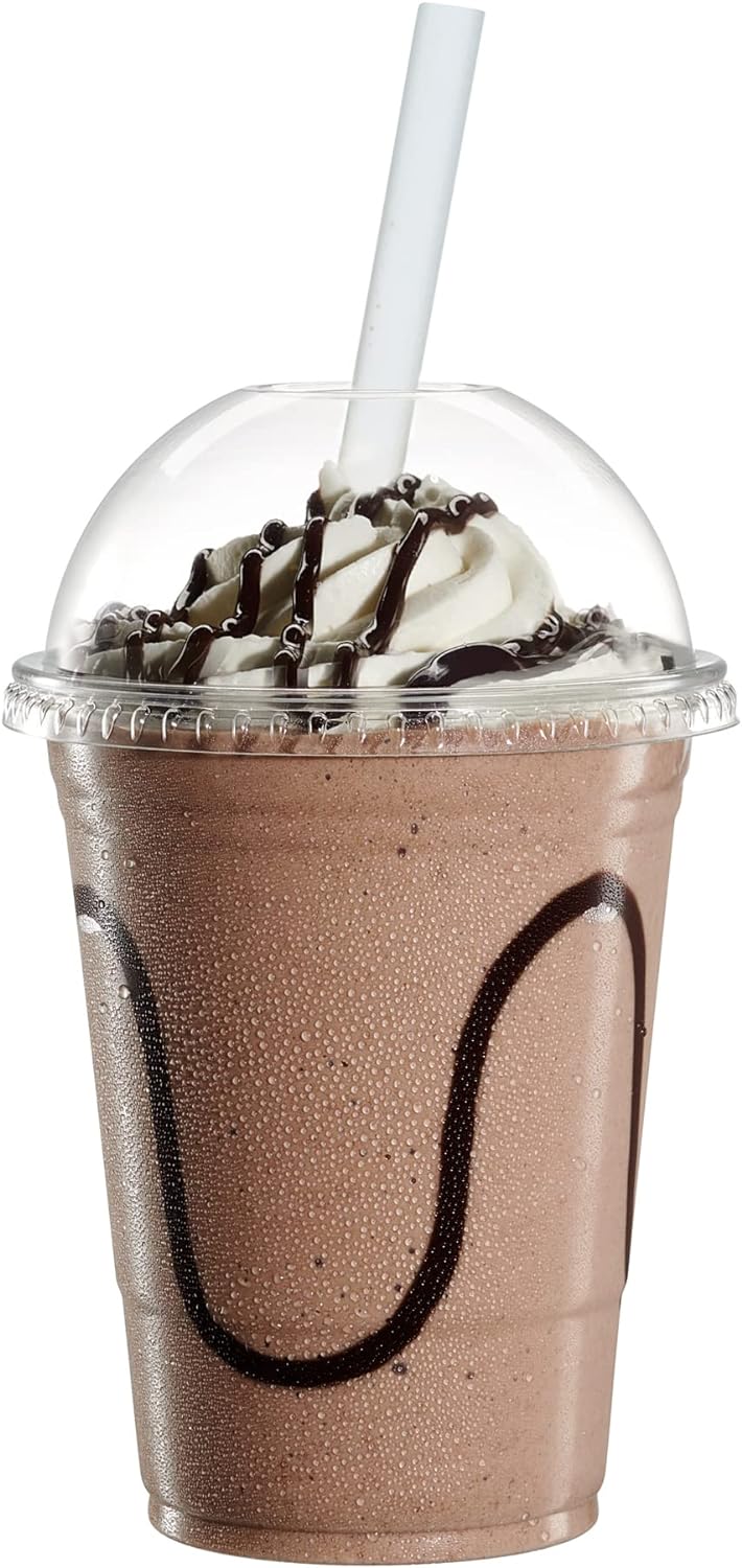 GUSTO [16 oz - 100 Count Clear Plastic Cups With Dome Lids - Perfect for Smoothies, Milkshakes, and To-Go Beverages (Formerly Comfy Package)